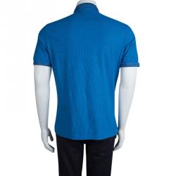 مملوكة مسبقًا Burberry London Blue Knit Polo T-Shirt L