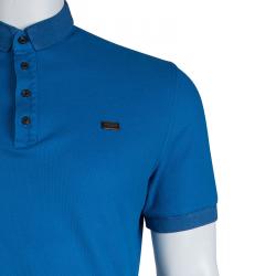مملوكة مسبقًا Burberry London Blue Knit Polo T-Shirt L