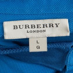 مملوكة مسبقًا Burberry London Blue Knit Polo T-Shirt L