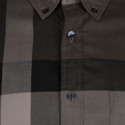 Burberry Brown Novacheck Long Sleeve Button Front Cotton Shirt L