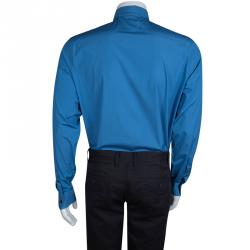 Pre Owned Burberry Blue Long Sleeve Button Front Cotton Shirt L