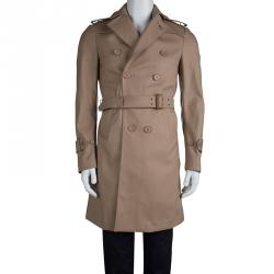 Pre Owned معطف بربري برورسم صوف بيج بحزام S