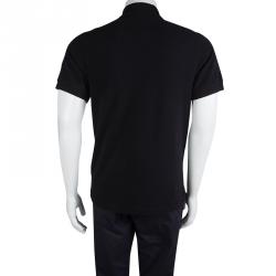 Burberry Black Nova Check Trim Polo T-shirt L