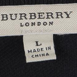Burberry Black Nova Check Trim Polo T-shirt L