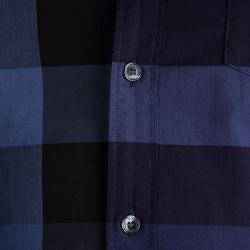 Burberry Brit Blue Checked Cotton Long Sleeve Button Front Shirt S