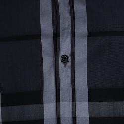 مملوكة مسبقًا Burberry London Grey Checked Cotton Long Sleeve Button Front Shirt S