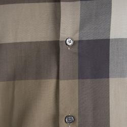 Pre Owned قميص بربري لندن بأكمام طويلة وأزرار قطن كروهات بني S