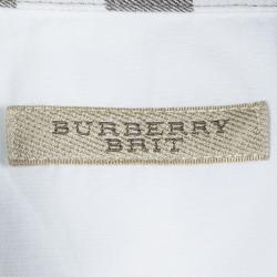 Pre Owned قميص مكسم بربري بريت كلاسيك مزين نوفا قطن أبيض XL