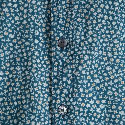 Pre Owned Burberry Brit Blue Cotton Floral Printed Short Sleeve Button Front Shirt XXL