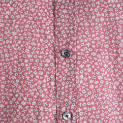 Pre Owned قميض بربري بريت بأكمام قصيرة وأزرار أمامية قطن بنقوش أزهار وردي XXL 