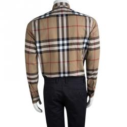 Burberry Brit Brown Nova Check Long Sleeve Button Front Shirt M