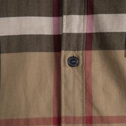 Burberry Brit Brown Nova Check Long Sleeve Button Front Shirt M