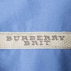 Burberry Brit Blue Cotton Novacheck Detail Button Front Shirt M