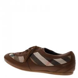 Burberry Brown Leather and Novacheck Canvas Sneakers Size 41
