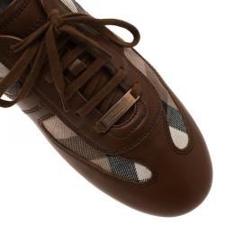Burberry Brown Leather and Novacheck Canvas Sneakers Size 41