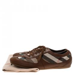Burberry Brown Leather and Novacheck Canvas Sneakers Size 41