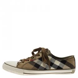 Burberry Brown Novacheck Canvas and Leather Sneakers Size 41
