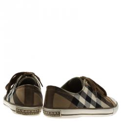 Burberry Brown Novacheck Canvas and Leather Sneakers Size 41