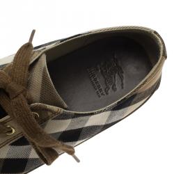 Burberry Brown Novacheck Canvas and Leather Sneakers Size 41