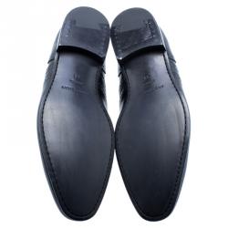 Burberry Black Patent Brogue Leather Leicester Wingtip Oxfords Size 43