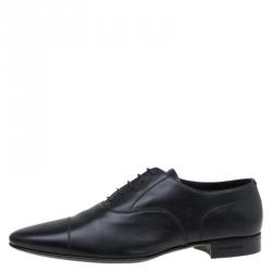 Burberry Black Leather Cap Toe Lace Up Oxfords Size 43
