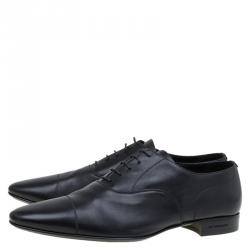 Burberry Black Leather Cap Toe Lace Up Oxfords Size 43