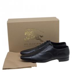 Burberry Black Leather Cap Toe Lace Up Oxfords Size 43