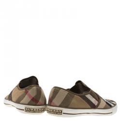 Burberry Beige Novacheck Canvas Slip On Sneakers Size 44