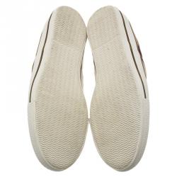 Burberry Beige Novacheck Canvas Slip On Sneakers Size 44