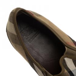 Burberry Beige Novacheck Canvas Slip On Sneakers Size 44