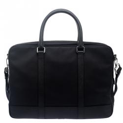 Pre Owned Burberry Black Nylon and Leather Newburg Laptop Briefcase