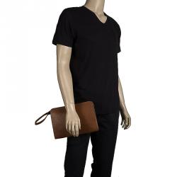 Burberry Brown Leather Zip Around Pouch