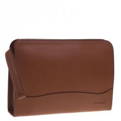 Burberry Brown Leather Zip Around Pouch