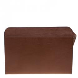 Burberry Brown Leather Zip Around Pouch