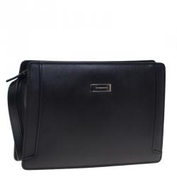 Burberry Black Textured Leather Pouch