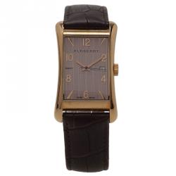 مملوكة مسبقًا Burberry Grey Gold-Plated Stainless Steel BU3000 Men's Wristwatch 26MM