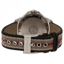 مملوكة مسبقًا ساعة يد رجالية بربري BU7600 ستانلس ستيل رمادي 44مم