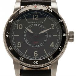 Burberry Black Stainless Steel The Utilitarian GMT Men's Wristwatch 42MM