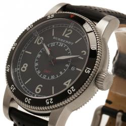 Burberry Black Stainless Steel The Utilitarian GMT Men's Wristwatch 42MM