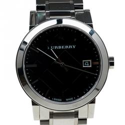 Pre Owned Burberry Black Stainless Steel Heritage BU1364 Men's Wristwatch 38MM