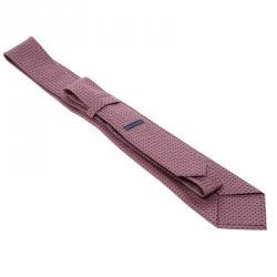 Bvlgari Purple Silk Euclidea Pattern Seven Fold Tie