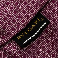Bvlgari Purple Silk Euclidea Pattern Seven Fold Tie