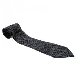 Bvlgari Blue and Cream Printed Silk Tie