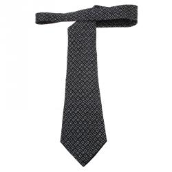 Bvlgari Blue and Cream Printed Silk Tie