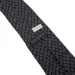 Bvlgari Blue and Cream Printed Silk Tie