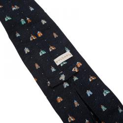 Bvlgari Dark Blue Tents Print Silk Tie