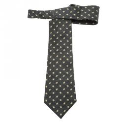 Bvlgari Grey Printed Silk Tie