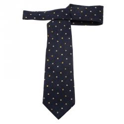 Pre Owned Bvlgari Navy  Blue Ornaments Printed Silk Tie