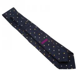 Pre Owned Bvlgari Navy  Blue Ornaments Printed Silk Tie