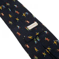 Bvlgari Navy Blue Men Printed Silk Tie